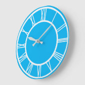White Roman Numeral Border Pattern Blue Round Grote Klok (Hoek)