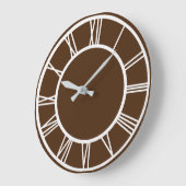 White Roman Numeral Border Pattern Brown Round Grote Klok (Hoek)