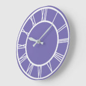 White Roman Numeral Border Pattern Lt Paars Round Grote Klok (Hoek)