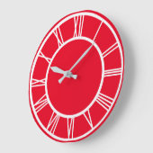 White Roman Numeral Border Pattern Red Round Grote Klok (Hoek)