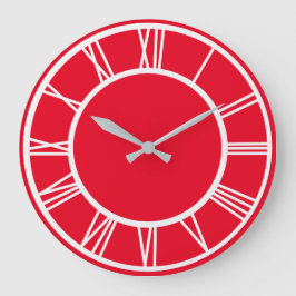 White Roman Numeral Border Pattern Red Round Grote Klok