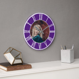 White Roman Numeral Border Royal Paars Foto RD Grote Klok