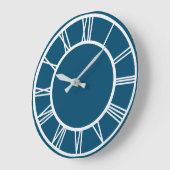 White Roman Numeral Pattern Border Ocean Blue RD Grote Klok (Hoek)