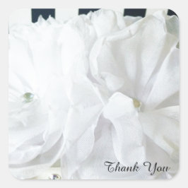 White Romantic Floral Hartelijk dank Vierkante Sticker