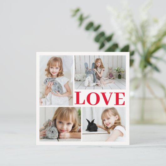 White Romantic Love Valentijnsdag Fotokaart (Staand voorkant)