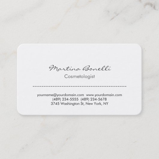 White Ronde Corner Cosmetologist Visitekaartje (Voorkant)