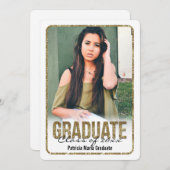 White Ronde Glitter High School Photo Afstuderen Kaart (Voorkant / Achterkant)