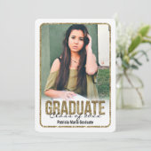White Ronde Glitter High School Photo Afstuderen Kaart (Staand voorkant)