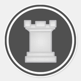 White Rook schaakstuk Ronde Sticker