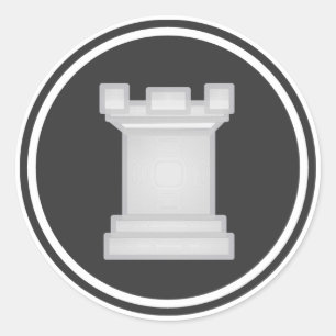 White Rook schaakstuk Ronde Sticker