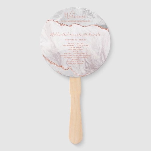 White & Roos Gold Agaat huwelijksceremonie program Handwaaier (Voorkant)