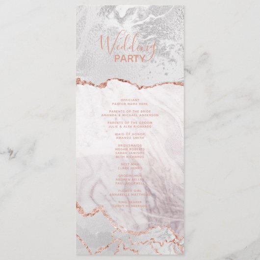 White & Roos Gold Agaat huwelijksceremonie program Programmakaart (Achterkant)