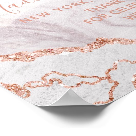 White & Roos Gold Agate Gilt Wedding Welcome Sign Poster (Hoek)