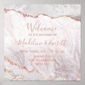 White & Roos Gold Agate Gilt Wedding Welcome Sign Poster (Voorkant)