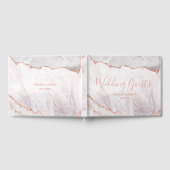 White & Roos Gold Agate Marble Folie Gilded Weddin Gastenboek (Volledig)