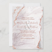 White & Roos Gold Agate Marble Folie Gilded Weddin Kaart (Voorkant)