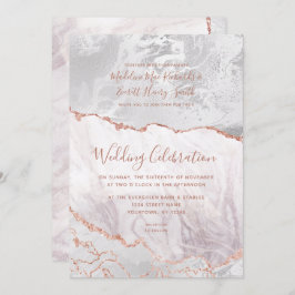 White & Roos Gold Agate Marble Folie Gilded Weddin Kaart