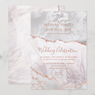 White & Roos Gold Agate Marble Folie Gilded Weddin Kaart