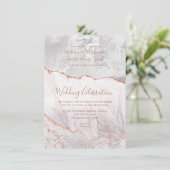 White & Roos Gold Agate Marble Folie Gilded Weddin Save The Date (Staand voorkant)