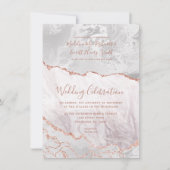 White & Roos Gold Agate Marble Folie Gilded Weddin Save The Date (Voorkant)