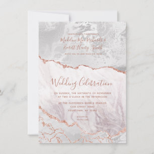 White & Roos Gold Agate Marble Folie Gilded Weddin Save The Date