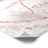 White & Roos Gold Agate Wedding Favor Table Sign Poster (Hoek)