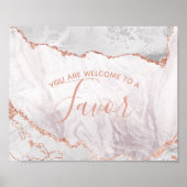 White & Roos Gold Agate Wedding Favor Table Sign Poster (Voorkant)