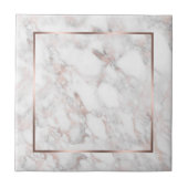 White & Roos-Gold Faux Marble Tegeltje (Voorkant)