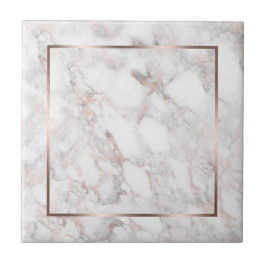 White & Roos-Gold Faux Marble Tegeltje