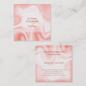 White & Roos-Gold Faux Marble Vierkante Visitekaartje (Voorkant / Achterkant)