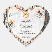 White Roos Gold Lijst Productlabel met Logo Hart Sticker (Voorkant)