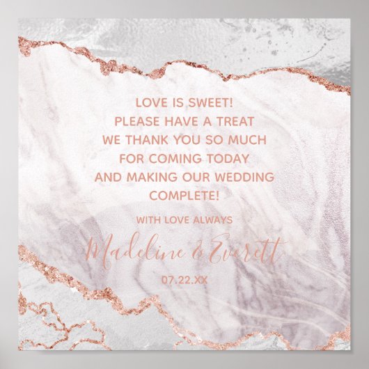 White & Roos Gold Love is Sweet Tretable Sign Poster (Voorkant)