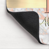 White & Roos Gold Marble, Gold Bar Name & Monogram Muismat (Hoek)