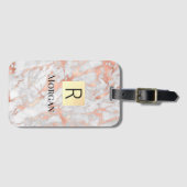 White & Roos Gold Marble Gold Box, naam en monogra Bagagelabel (Voorkant (horizontaal))