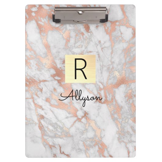 White & Roos Gold Marble Gold Box, naam en monogra Klembord (Voorkant)