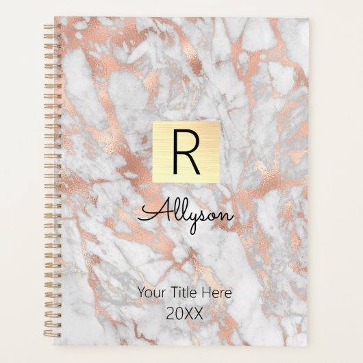 White & Roos Gold Marble Gold Box, naam en monogra Planner (Voorkant)