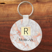 White & Roos Gold Marble Gold Box, naam en monogra Sleutelhanger (Voorkant)