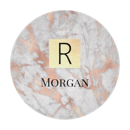 White & Roos Gold Marble Gold Box, naam en monogra Snijplank (Voorkant)