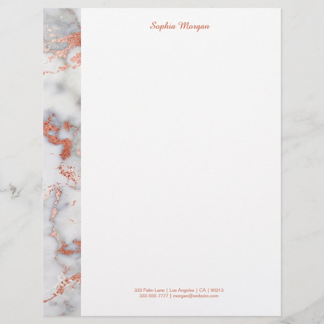 White & Roos Gold Marble, naam en contactgegevens Briefhoofd (Voorkant)