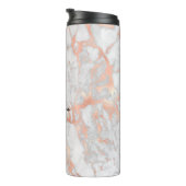 White & Roos Gold Marble, naam & monogram, Vs 2 Thermosbeker (Geroteerd rechts)