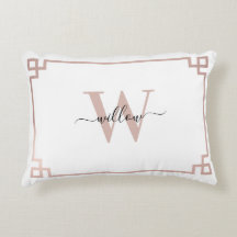 White & Roos Gold Pink Greek Key Monogrammen