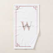 White & Roos Gold Pink Greek Key Monogrammen Bad Handdoek (Handdoek)
