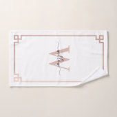 White & Roos Gold Pink Greek Key Monogrammen Bad Handdoek (Handdoek)
