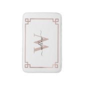 White & Roos Gold Pink Greek Key Monogrammen Badmat (Voorkant Verticaal)