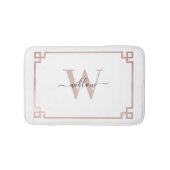 White & Roos Gold Pink Greek Key Monogrammen Badmat (Voorkant)