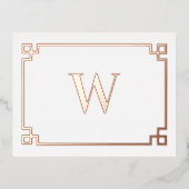 White & Roos Gold Pink Greek Key Monogrammen Folie Feestdagen Briefkaart (Voorkant)