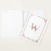 White & Roos Gold Pink Greek Key Monogrammen Planner (Display)
