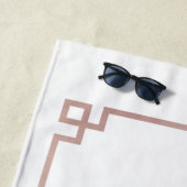 White & Roos Gold Pink Greek Key Monogrammen Strandlaken (In situ)