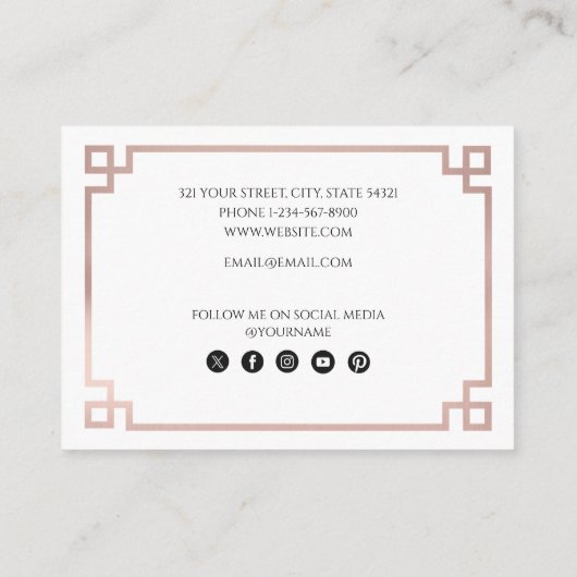 White & Roos Gold Pink - Griekse sociale media Visitekaartje (Achterkant)