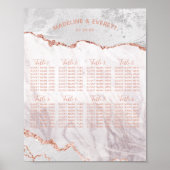 White & Roos Gold Wedding Table Seating Chart Poster (Voorkant)